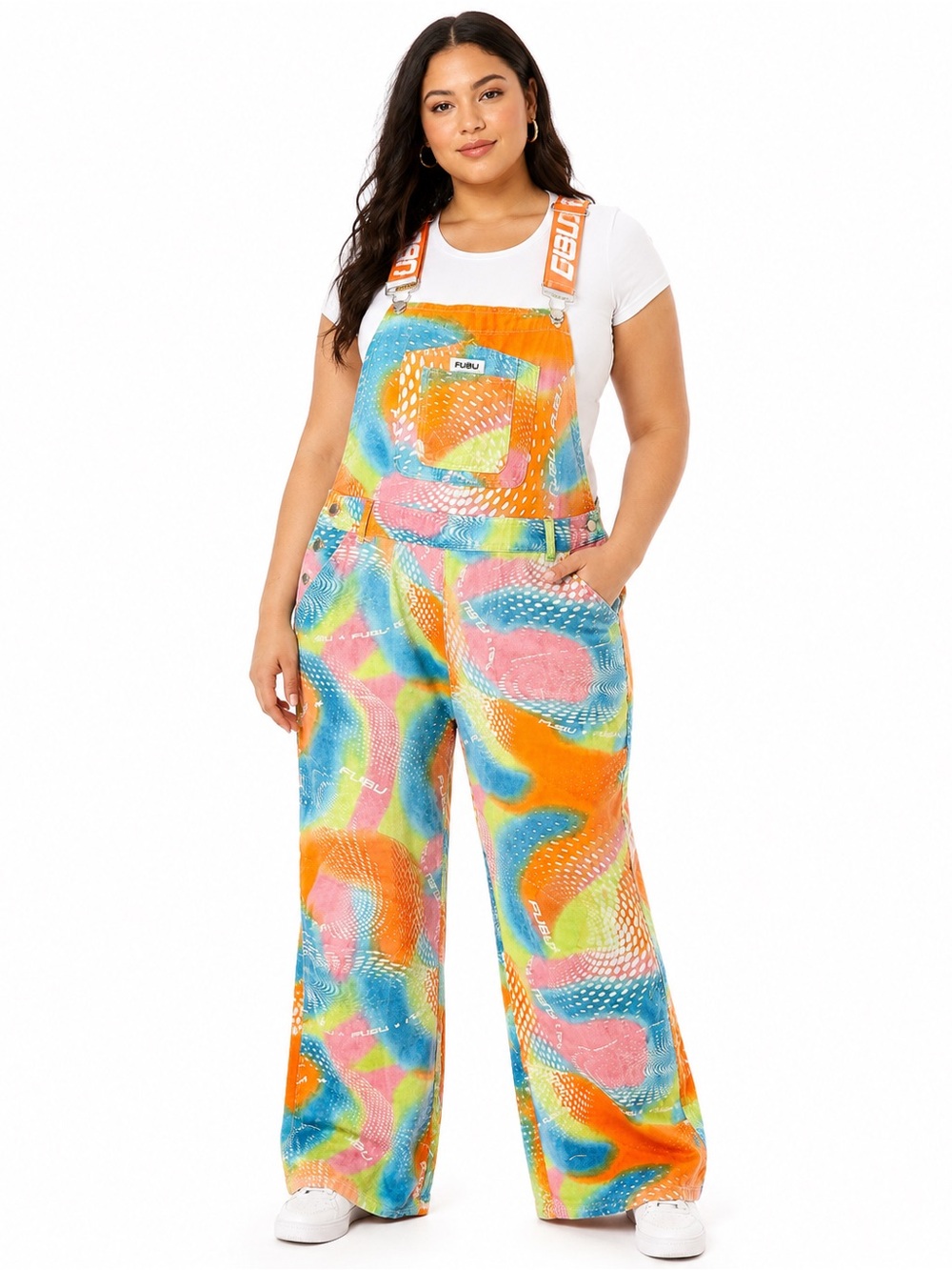 Forever 21 x FUBU Colorful Wide Leg Overalls Multicolor Statement Size L